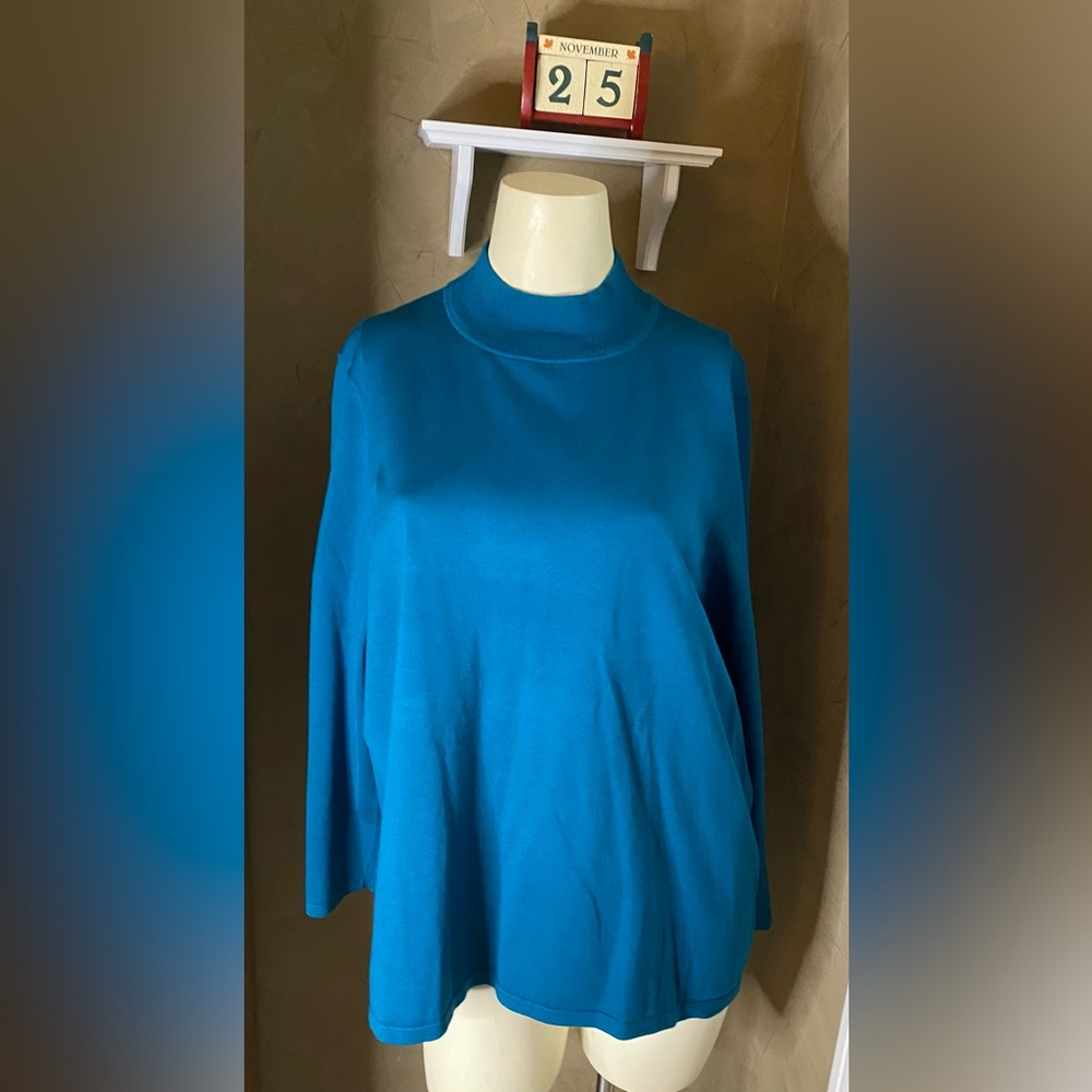 Pendleton Teal Silk Blend Lightweight Mock Neck S… - image 1